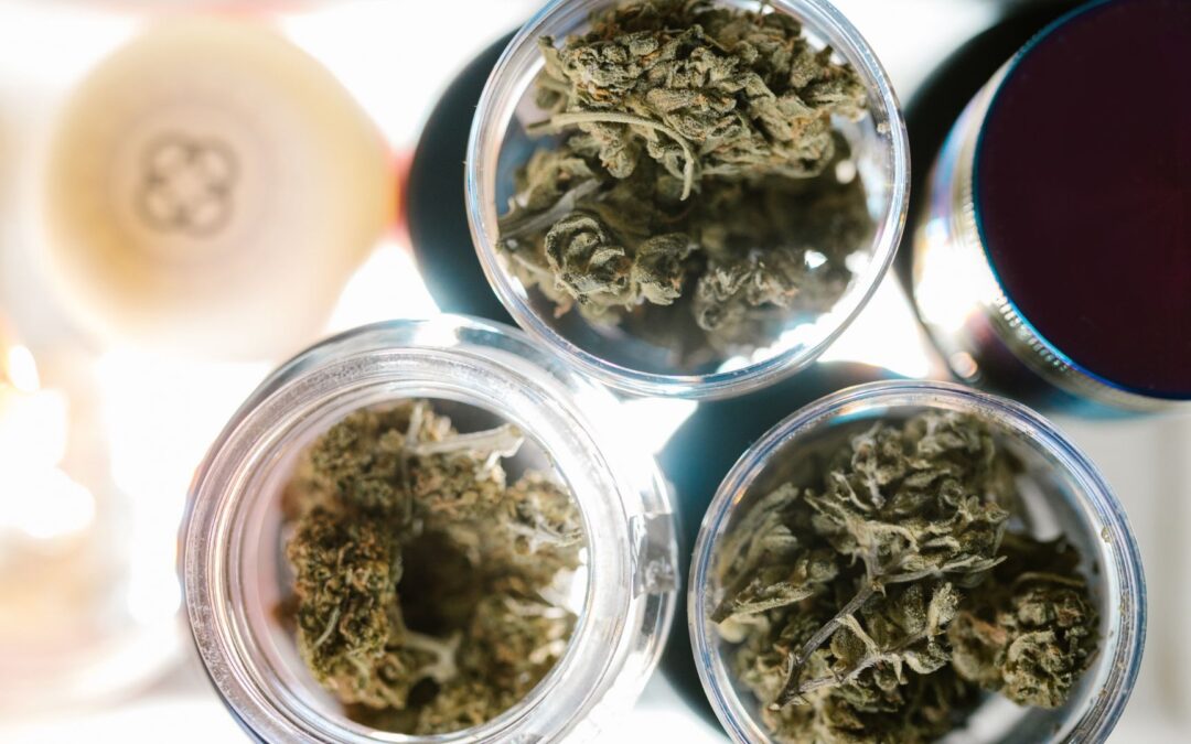 jars of a variety of weed products